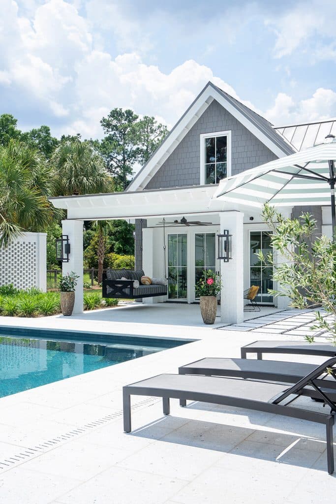 Poolside Patio Design by Genesis Construction.